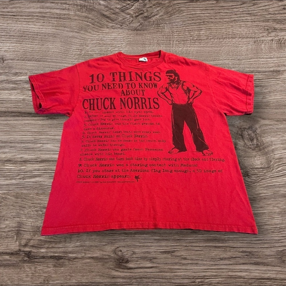 Delta Pro Weight Men’s Red Chuck Norris Short Sleeve T-Shirt Size Large